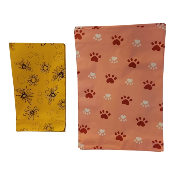 Other - Pink Paws10 X13 (10count) and Yellow 6x9 (10 Count) Bees Decorative Poly Mailers